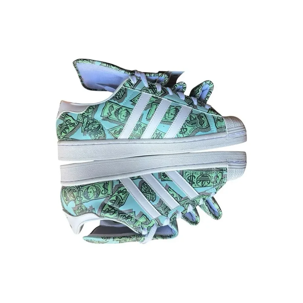 NEW Adidas Jeremy Scott Money Print Superstar Shoes Mens HP6596 Size 8 Rare